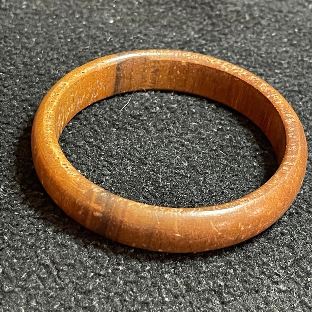 Vintage Natural 3" Wood Bangle Bracelet Rusty Brown Retro Fashion EUC